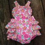 Retro Look Ruffle Back Sunsuit And Sunhat Baby..