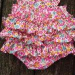 Retro Look Ruffle Back Sunsuit And Sunhat Baby..