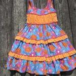 Girls Summer Dress With Piping And Ruffles Size 5