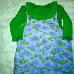 Infant Girl Flannel Overalls And Matching Shirt..