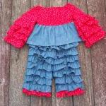 Girls Ruffle Back Pants And Matching Top Size 3 To..
