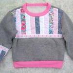 Girls Gray Sweatshirt W/ Pink Strip Quilting--size..