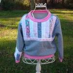 Girls Gray Sweatshirt W/ Pink Strip Quilting--size..