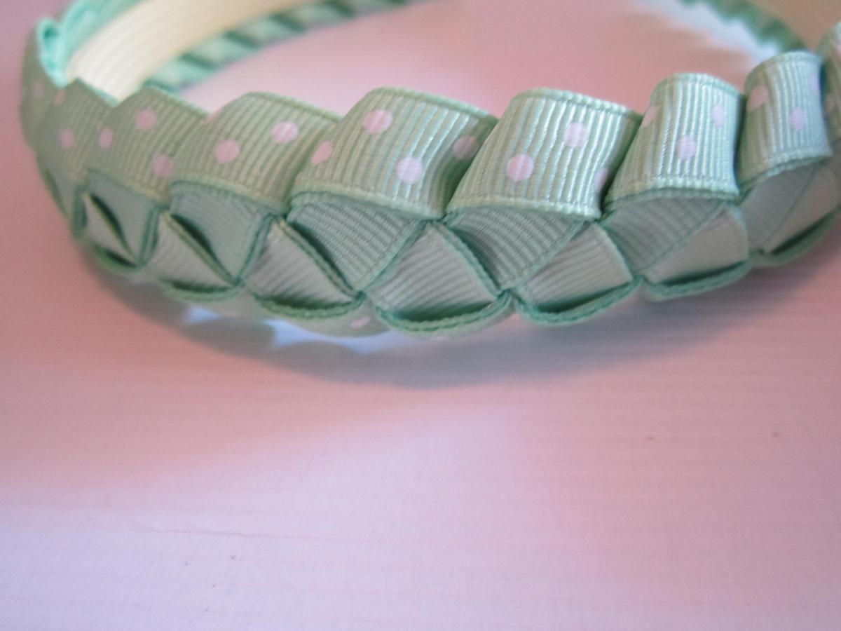 Mint Green Woven Ribbon Headband For Girls